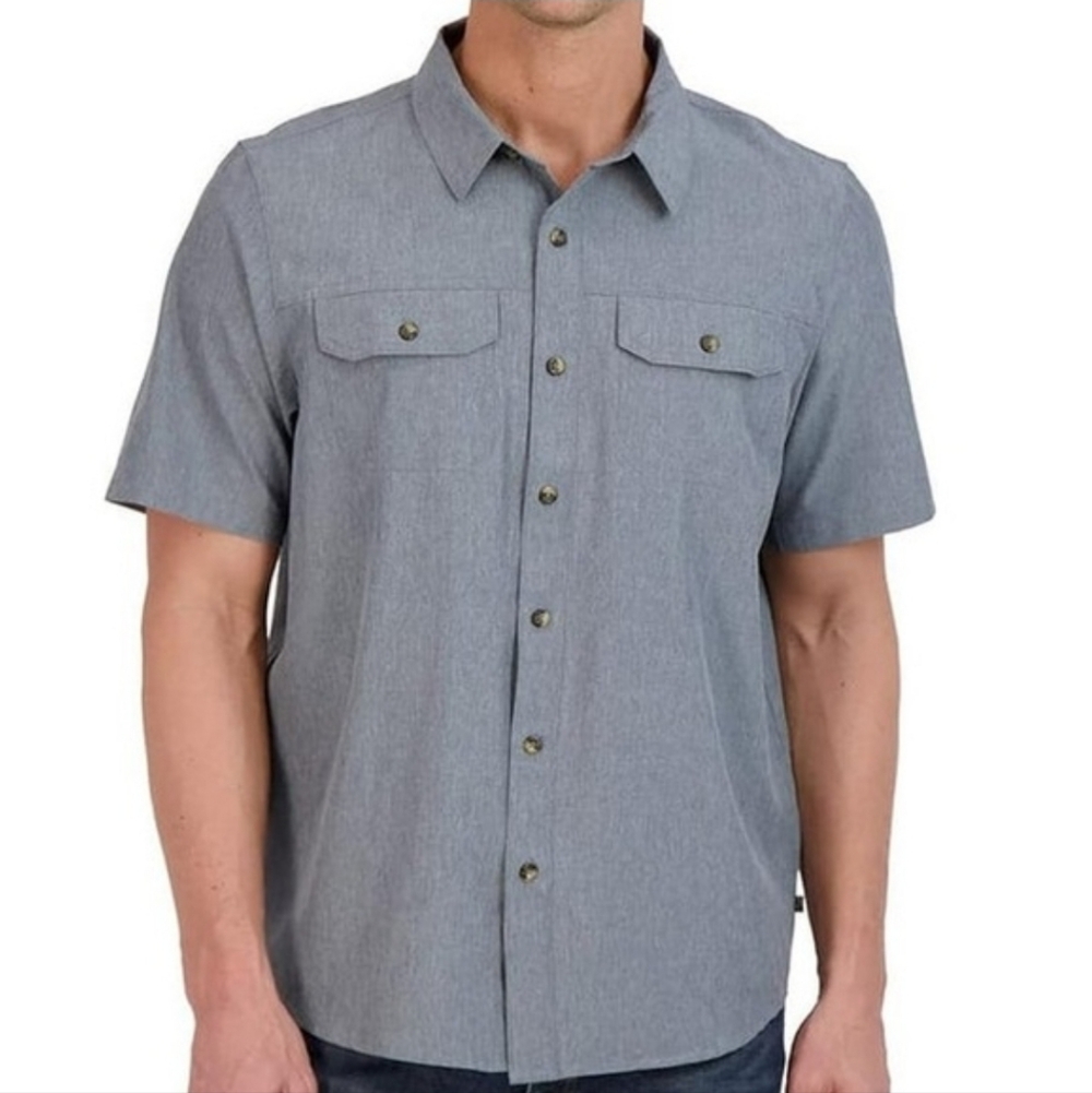 GERRY Grey Short Sleeve Button Down Woven Quick Dry Tech Shirt Size XXL